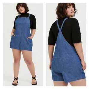 NWT chambray shortalls